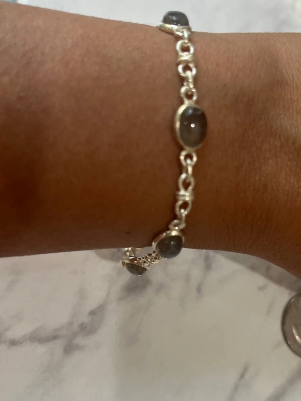 Sterling Silver Labradorite Link Bracelet - 8 inches